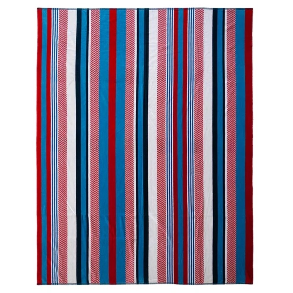 **Last One** Huge Two Person Striped Beach Towel - 72" x 84" - Red, White & Blue